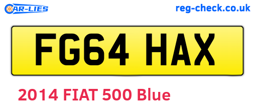 FG64HAX are the vehicle registration plates.