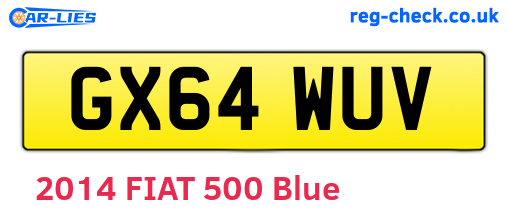 GX64WUV are the vehicle registration plates.