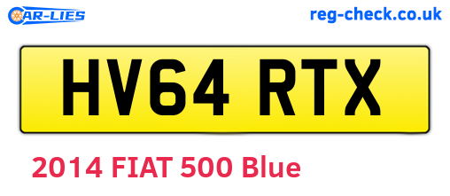 HV64RTX are the vehicle registration plates.