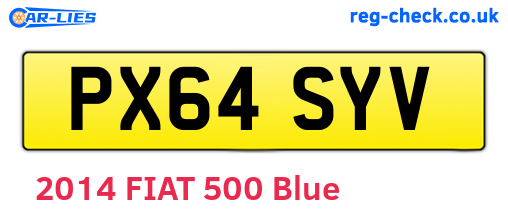 PX64SYV are the vehicle registration plates.