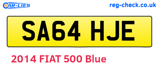 SA64HJE are the vehicle registration plates.