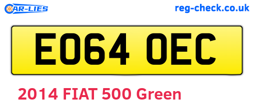 EO64OEC are the vehicle registration plates.
