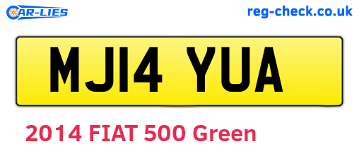 MJ14YUA are the vehicle registration plates.