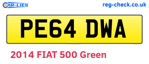 PE64DWA are the vehicle registration plates.