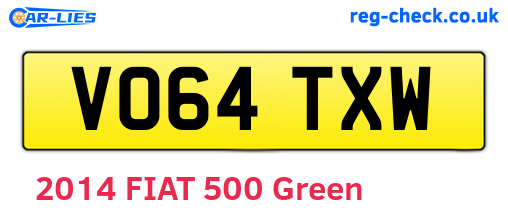 VO64TXW are the vehicle registration plates.