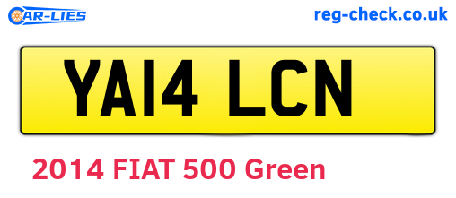 YA14LCN are the vehicle registration plates.