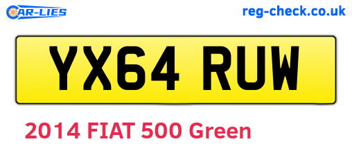 YX64RUW are the vehicle registration plates.