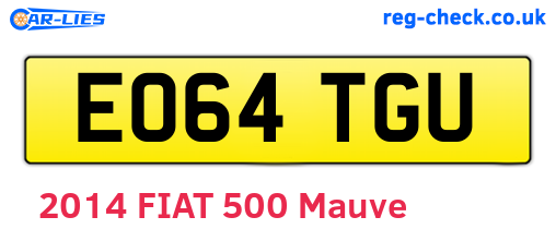 EO64TGU are the vehicle registration plates.