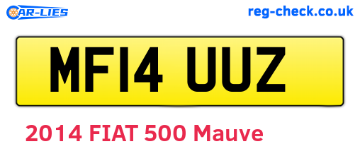 MF14UUZ are the vehicle registration plates.