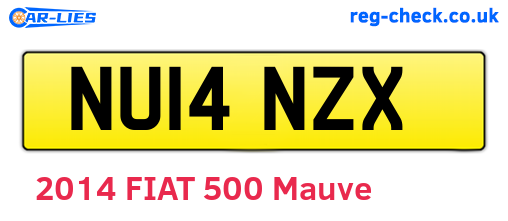 NU14NZX are the vehicle registration plates.