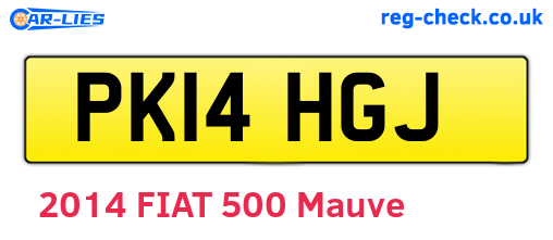PK14HGJ are the vehicle registration plates.
