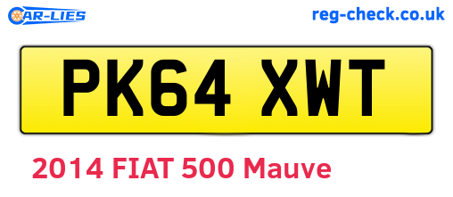 PK64XWT are the vehicle registration plates.