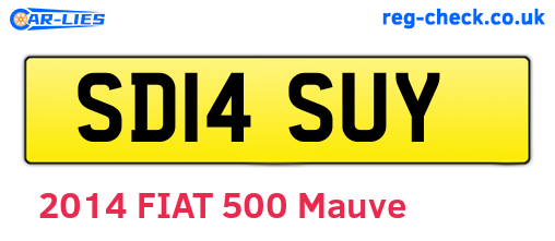SD14SUY are the vehicle registration plates.