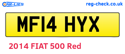 MF14HYX are the vehicle registration plates.