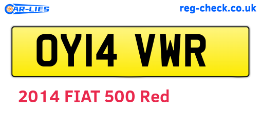 OY14VWR are the vehicle registration plates.
