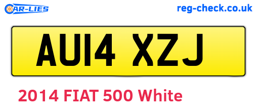 AU14XZJ are the vehicle registration plates.