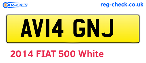 AV14GNJ are the vehicle registration plates.