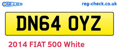 DN64OYZ are the vehicle registration plates.