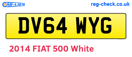 DV64WYG are the vehicle registration plates.