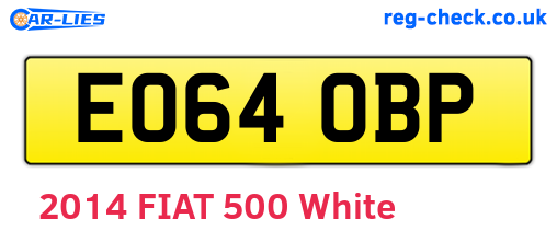 EO64OBP are the vehicle registration plates.