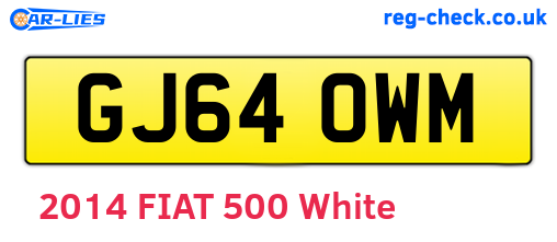 GJ64OWM are the vehicle registration plates.