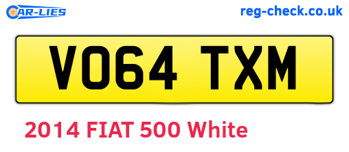 VO64TXM are the vehicle registration plates.