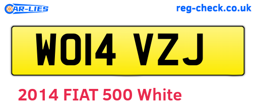 WO14VZJ are the vehicle registration plates.