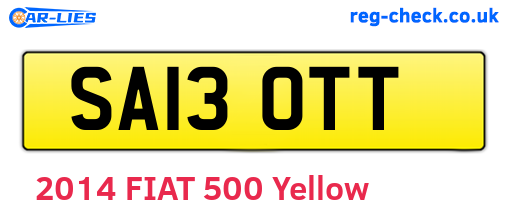 SA13OTT are the vehicle registration plates.