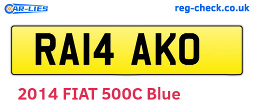 RA14AKO are the vehicle registration plates.