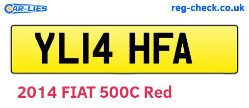 YL14HFA are the vehicle registration plates.