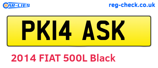 PK14ASK are the vehicle registration plates.