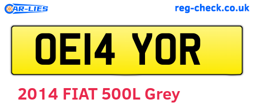 OE14YOR are the vehicle registration plates.