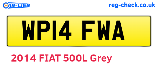 WP14FWA are the vehicle registration plates.