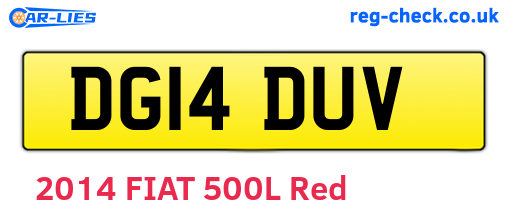 DG14DUV are the vehicle registration plates.
