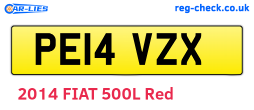 PE14VZX are the vehicle registration plates.