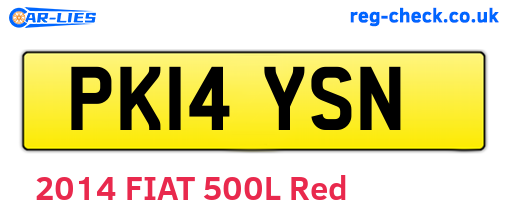 PK14YSN are the vehicle registration plates.