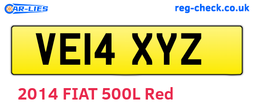 VE14XYZ are the vehicle registration plates.