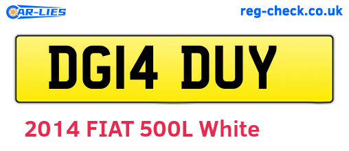 DG14DUY are the vehicle registration plates.