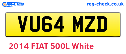 VU64MZD are the vehicle registration plates.