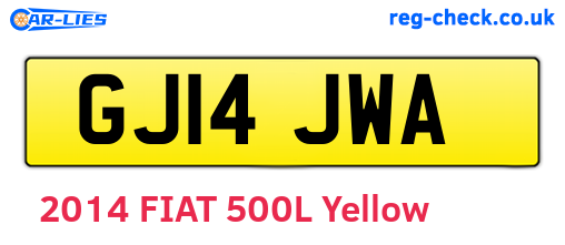 GJ14JWA are the vehicle registration plates.