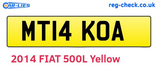 MT14KOA are the vehicle registration plates.