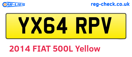YX64RPV are the vehicle registration plates.