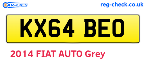 KX64BEO are the vehicle registration plates.