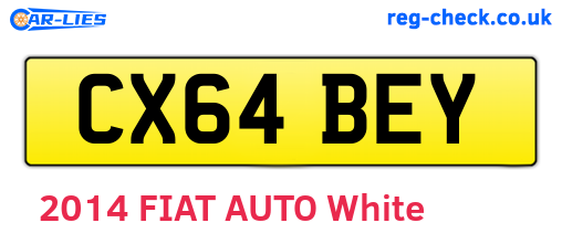 CX64BEY are the vehicle registration plates.
