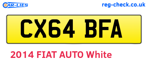 CX64BFA are the vehicle registration plates.
