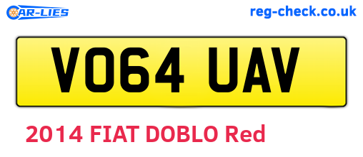 VO64UAV are the vehicle registration plates.