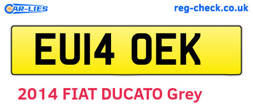 EU14OEK are the vehicle registration plates.