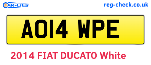 AO14WPE are the vehicle registration plates.