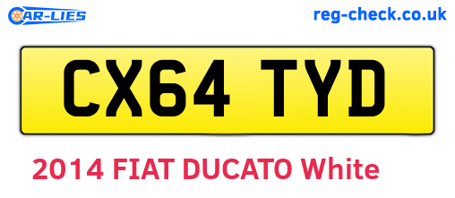 CX64TYD are the vehicle registration plates.