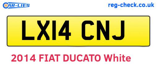 LX14CNJ are the vehicle registration plates.